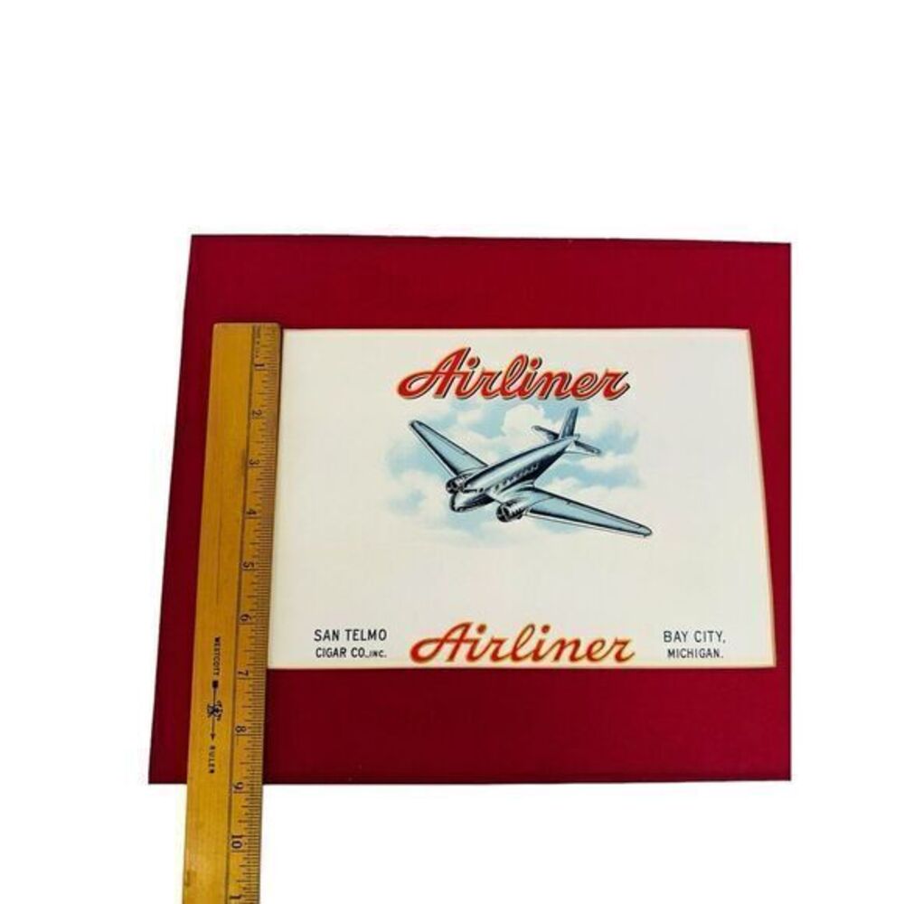 Aviation Airliner Original Cigar Label Bay City MI San Telmo Cigar Co. Embossed - Picture 6 of 14